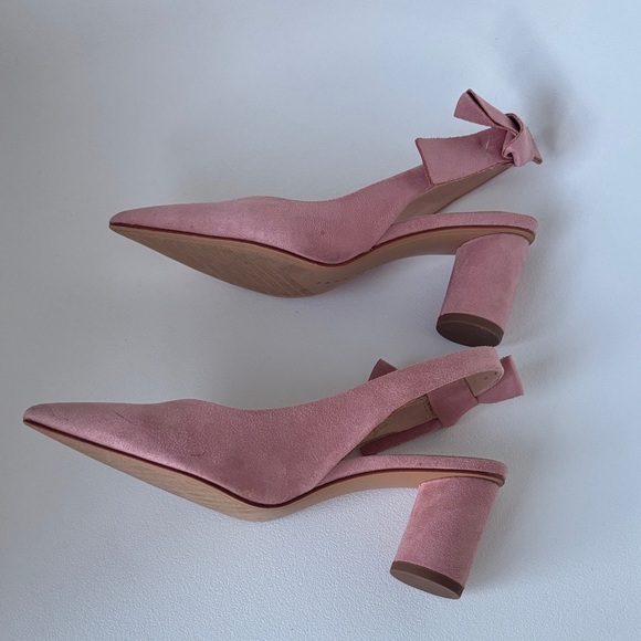 Zara Blush Pink Bow Slingback Heels - Picture 4 of 6
